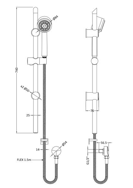 Additional image for Round Slide Rail Kit & Wall Outlet (Matt Black).