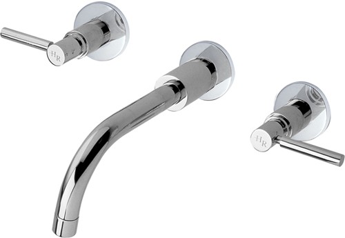 Additional image for 3 Tap Hole Wall Mounted Basin Tap With Lever Handles.