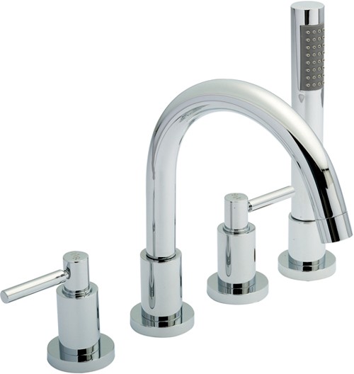 Additional image for 4 Tap Hole Bath Shower Mixer Tap With Small Spout & Retainer