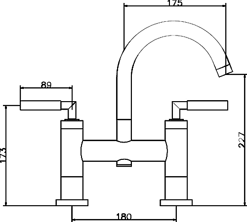 Additional image for Bath Filler Tap With Small Spout & Lever Handles.