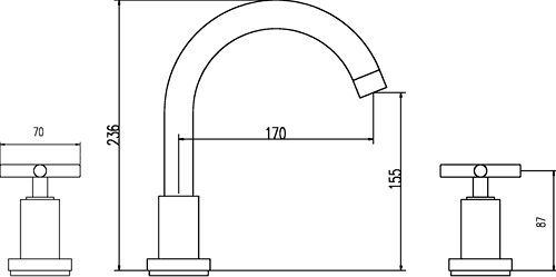 Additional image for 4 Tap Hole Bath Shower Mixer Tap With Small Spout & Retainer