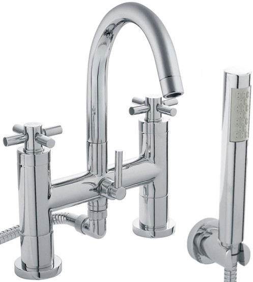 Additional image for Bath Shower Mixer Tap, Small Spout & Cross Handles.