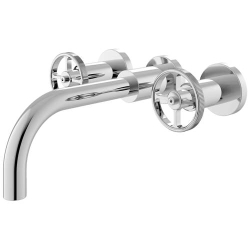 Additional image for Wall Mounted Basin Mixer Tap With Industrial Handles.