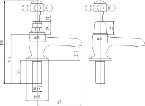 Additional image for Basin & Bath Tap Pack With X-Heads (Black & Chrome).