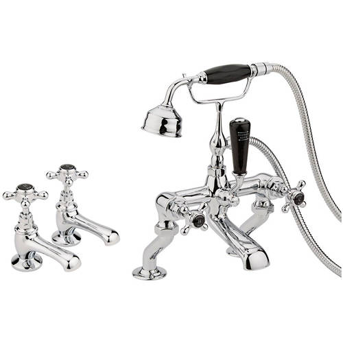 Additional image for Basin & BSM Tap Pack With X-Heads (Black & Chrome).