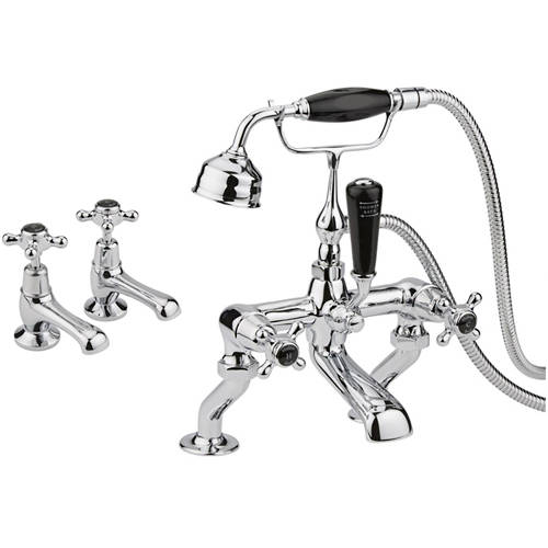 Additional image for Basin & BSM Tap Pack With X-Heads (Black & Chrome).
