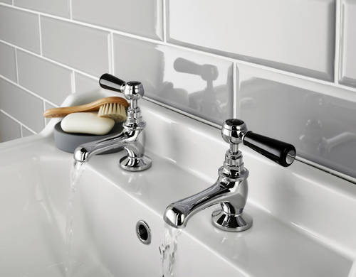 Additional image for Basin & Bath Tap Pack With Levers (Black & Chrome).