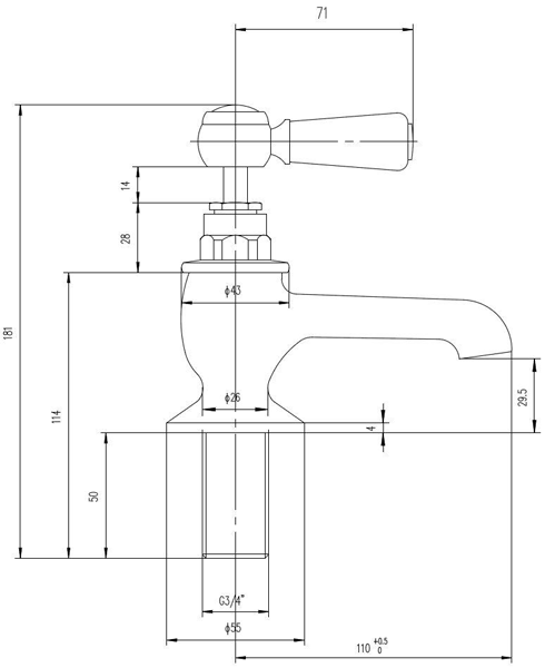 Additional image for Basin & Bath Tap Pack With Levers (Black & Chrome).