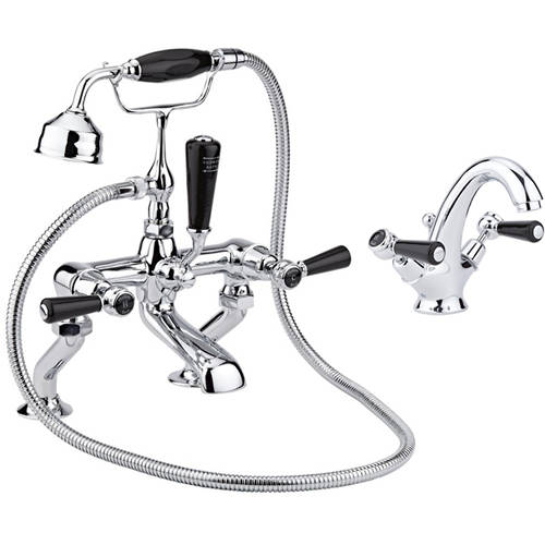 Additional image for Mono Basin & BSM Tap Pack With Levers (Black & Chrome).