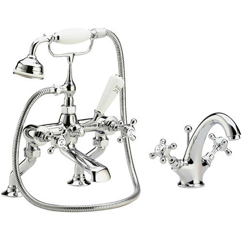 Additional image for Mono Basin & BSM Tap Pack With X-Heads (White & Chrome).