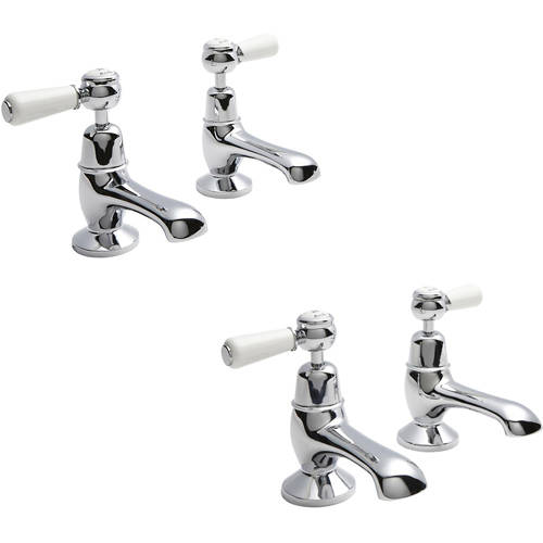 Additional image for Basin & Bath Tap Pack With Levers (White & Chrome).