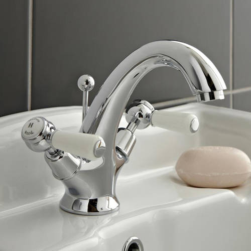 Additional image for Mono Basin & BSM Tap Pack With Levers (White & Chrome).