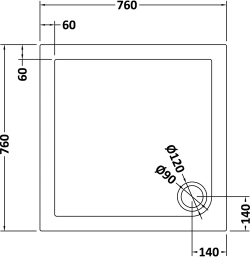 Additional image for Square Shower Tray 760x760mm (Slate Grey).