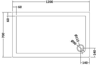 Additional image for Rectangular Shower Tray 1200x700mm (Slate Grey).