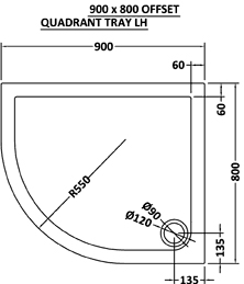 Additional image for Offset Quadrant Shower Tray 900x800 (LH, Slate Grey).