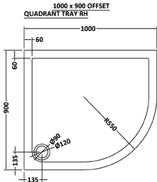 Additional image for Offset Quadrant Shower Tray 1000x900 (RH, Slate Grey).