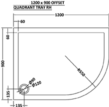 Additional image for Offset Quadrant Shower Tray 1200x900 (RH, Slate Grey).