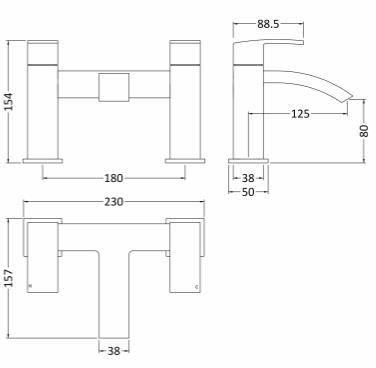 Additional image for Bath Filler & High Rise Basin Tap Pack (Chrome).