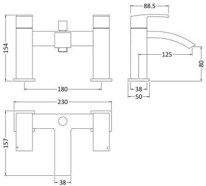 Additional image for Bath Shower Mixer & High Rise Basin Tap Pack (Chrome).