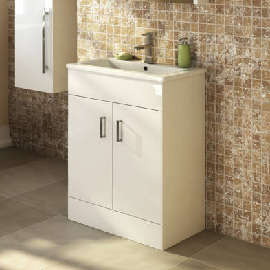 Additional image for Vanity Unit With Doors & Basin (White). 600x800mm.