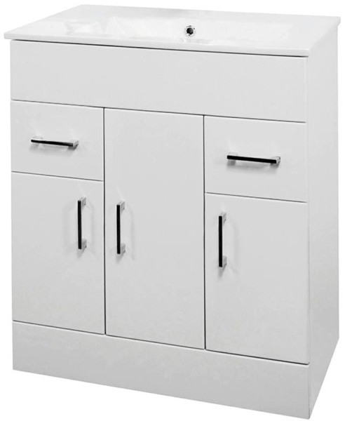 Additional image for Vanity Unit With Doors & Basin (White). 800x800mm.