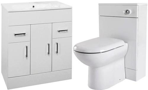 Additional image for 800mm Vanity Unit Suite With BTW Unit, Pan & Seat (White).