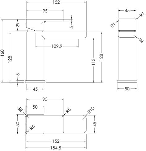 Additional image for Basin Mixer Tap With Push Button Waste (Chrome).