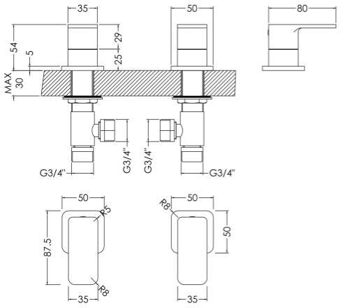 Additional image for 3/4" Side Valves (Chrome).