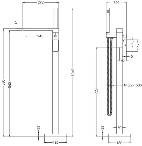 Additional image for Floor Standing Bath Shower Mixer Tap (Chrome).