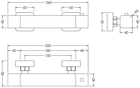 Additional image for Thermostatic Bar Shower Valve (Chrome).