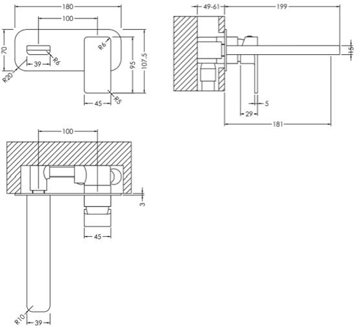 Additional image for Wall Mounted Basin Mixer Tap With Blackplate (Gun Metal).