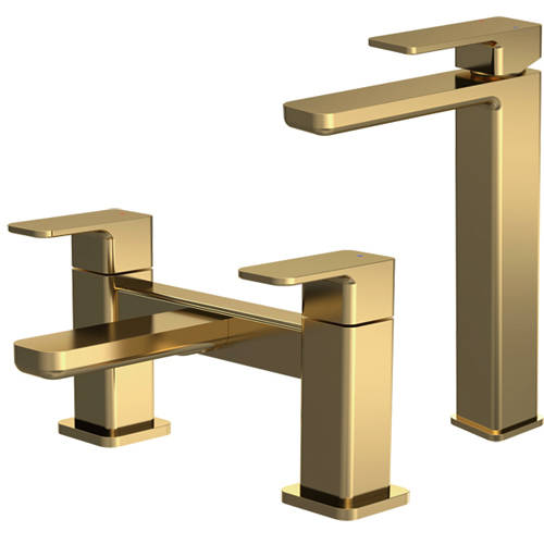 Additional image for Tall Basin & Bath Filler Tap Pack (Brushed Brass).