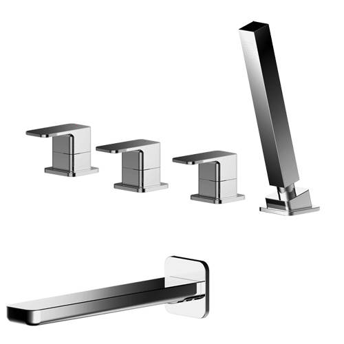 Additional image for 4 Hole Bath Shower Mixer Tap With Spout (Chrome).