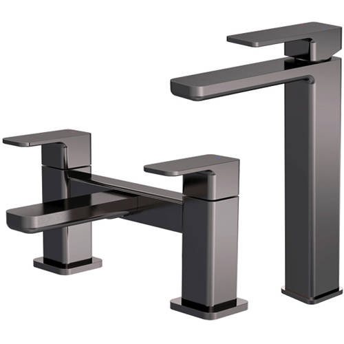 Additional image for Tall Basin & Bath Filler Tap Pack (Brushed Gun Metal).