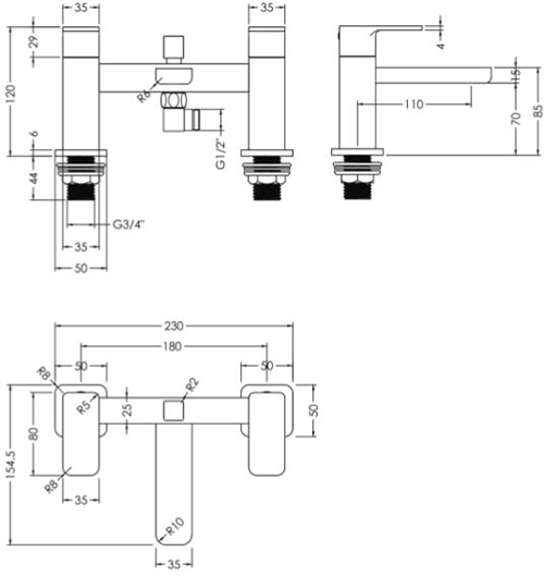 Additional image for Basin & Bath Shower Mixer Tap (Chrome).