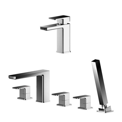 Additional image for Basin & 5 Hole Bath Shower Mixer Tap (Chrome).