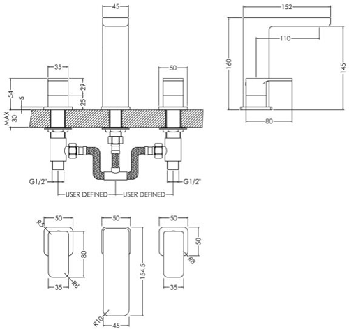 Additional image for 3 Hole Basin & Bath Filler Tap (Chrome).