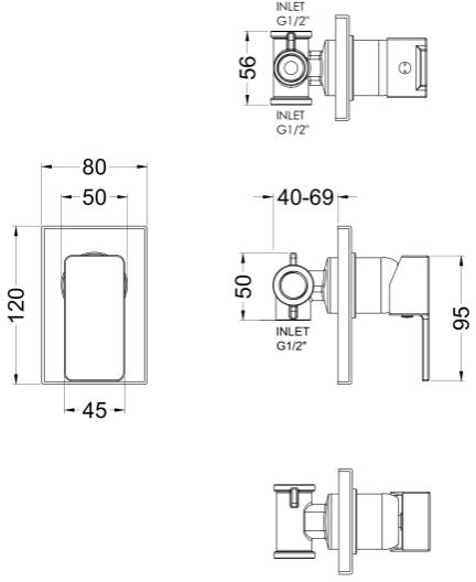 Additional image for Concealed Manual Shower Valve (1 Outlet, Chrome).