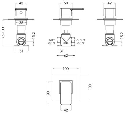 Additional image for Concealed Stop Valve (1 Way, Chrome).