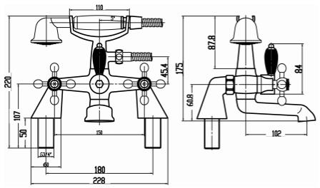 Additional image for Bath Shower Mixer Tap With Small Handset (Chrome).