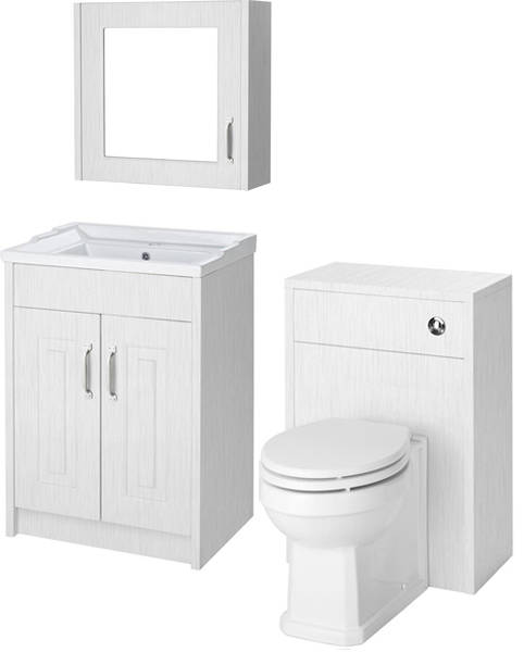 Additional image for 600mm Vanity, 500mm WC Unit & Mirror Cabinet Pack (White).