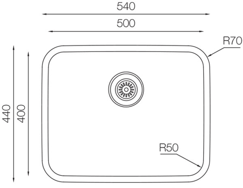 Additional image for Kitchen Sink (540/440mm, Stainless Steel).