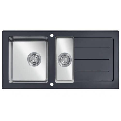 Additional image for Inset Kitchen Sink (1000/500mm, Black & Stainless Steel).