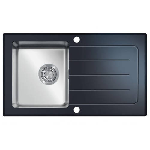 Additional image for Inset Kitchen Sink (860/500mm, Black & Stainless Steel).