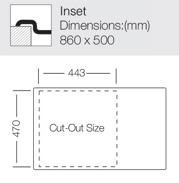 Additional image for Inset Kitchen Sink (860/500mm, Black & Stainless Steel).