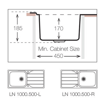Additional image for Inset Kitchen Sink (1000/500mm, S Steel, LH).