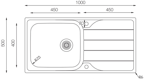 Additional image for Inset Slim Top Kitchen Sink (1000/500mm, S Steel, LH).