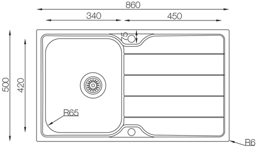 Additional image for Flush Mount Kitchen Sink (860/500mm, S Steel, LH).