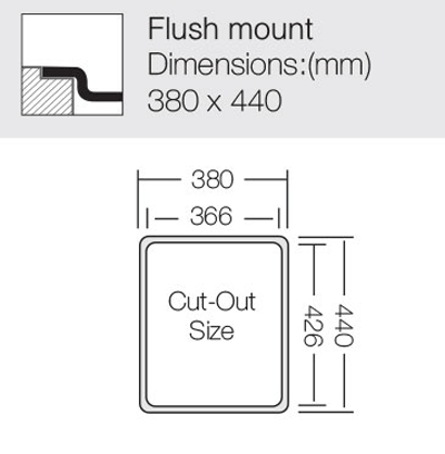 Additional image for Flush Mount Kitchen Sink (340/400mm, S Steel).