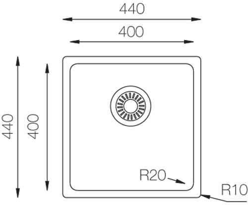 Additional image for Inset Slim-Top Kitchen Sink (400/400mm, S Steel).